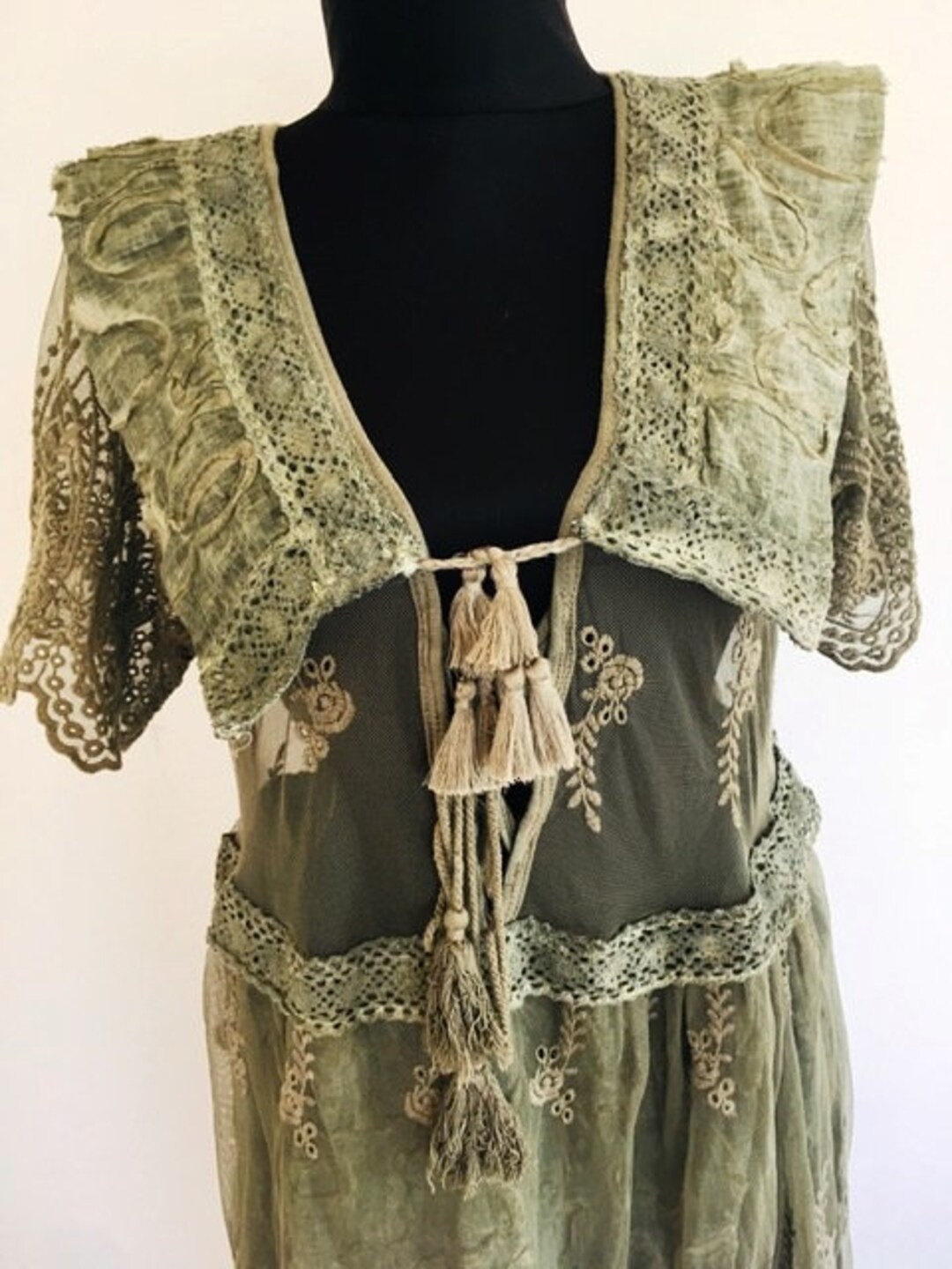 Boho Dress Dark Gray Recycled Lace Dress Ripped Asymmetrical Etsy