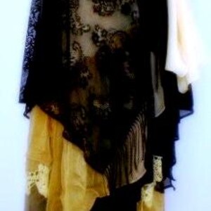 Unique Artistic Clothing Yellow and Black Recycled Chic Boho Bridal Skirt Festival Skirt Fairy Gypsy Shabby Shabby Chic image 4