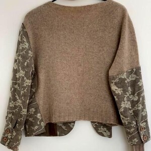 Pull bohème unique, pull recyclé, coupe ample, look décontracté, fait main, matières naturelles image 9