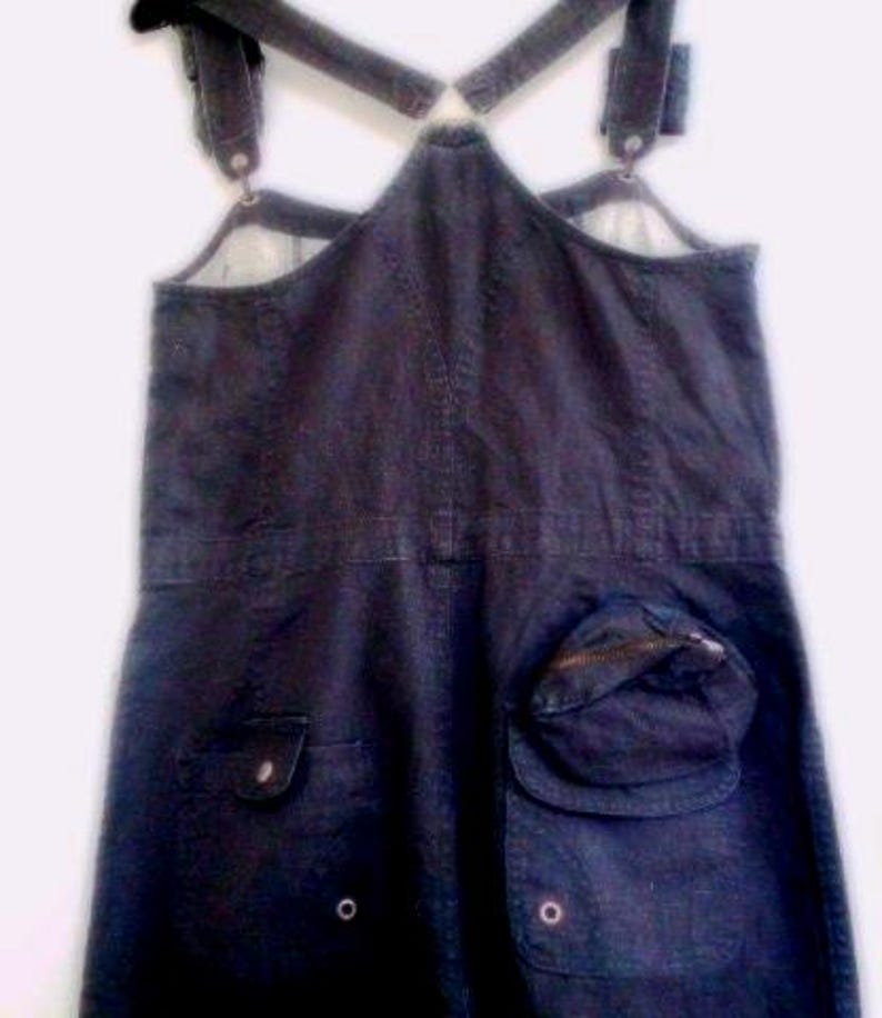 YAYA HYPE S overalls, Vintage dark gray overalls, Cotton and linen overalls image 2