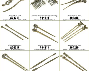 Jewelry Making Supply Charms Findings Hairpin Hair Stick Haircomb Hairclip Clip Head Pins Bronze Tone Crafting Craft Supplies Jewellery