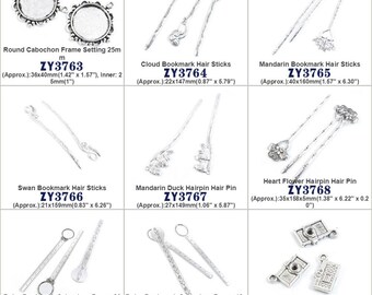 Cabochon Frame Setting Cloud Bookmark Hair Sticks Mandarin Swan Duck Hairpin Pin Heart Flower Ruler Camera Jewelry Making Supply Charms