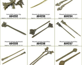 Jewelry Making Supply Charms Findings Paris Eiffel Tower Clip Phoenix Bookmark Hairpin Head Pins Plum Flower Rose Hair Stick Ruler Cabochon