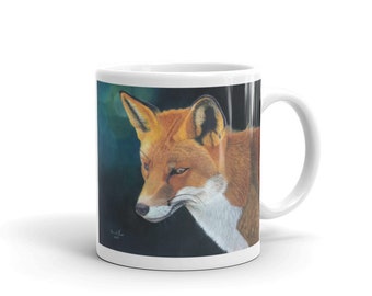 Artistic Red Fox White Glossy Coffee Mug - Kitchen Decor Mug Drinkware