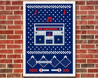 Ugly Christmas Sweater - holiday, boombox, music, winter, wall art, poster