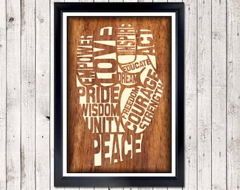 Positive Word Art Poster – Peace, Pride, Courage