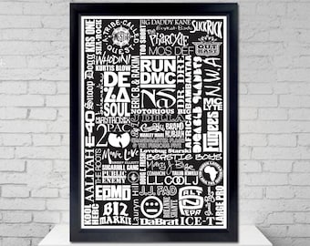 Hip Hop History Poster – Old School Music, Rap Legends Wall Art