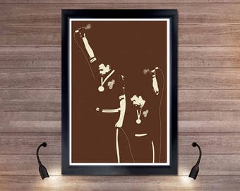 Microphone Power, 1968 Olympics, Civil Rights Movement, Black Power, Wall Art, Poster