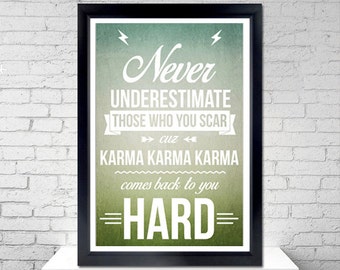 Karma Poster - lauryn hill, lyrics, hip hop, rnb, wall art, music poster