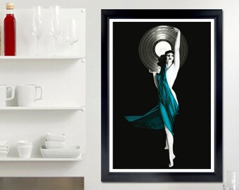 Vinyl Vixen Poster - record, art deco, woman