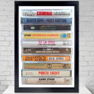 Hip Hop Cassettes Poster - krs one, beastie boys, a tribe called quest, ll cool j, de la soul, public enemy, old school, music poster