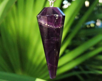 Natural Purple Fluorite Pendulum for Crystal Insight and Dowsing Metaphysical, Wicca, Board Reading Green Blue