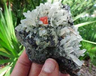 Iridescent Pyrite and Sphalerite Quartz Specimen from Bulgaria -  4.1" Inch 430 gm Crystal Mineral Store Shop Shop Rocks & Geodes  Raw