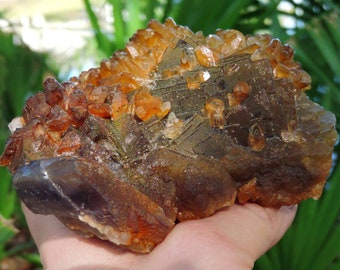 Orange Fluorite Crystal Specimen - 6 Inches, 950g - Natural Raw Stone for Collectors and Home Decor - Rare and Beautiful Rainbow Colors -