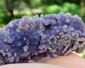 Druzy Grape Agate Specimen from Indonesia, 4.6" Inch 142 Grams Chalcedony Botryoidal Raw Quartz Rare Rough Natural Purple Violet Gray