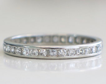 Vintage platina diamanten eeuwigheidsband | 1,00 CTW, maat 7
