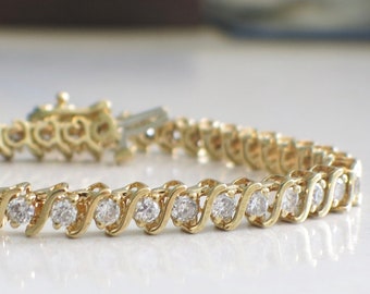 S Link 18K Yellow Gold 2.25 CTW Diamond Tennis Bracelet