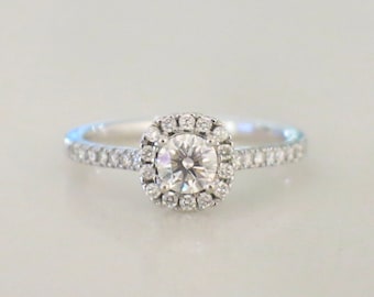 14K White Gold Diamond Halo Engagement Ring | .58 CTW, Size 5.25