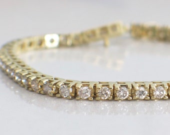 Vintage 14K Gold Diamant Tennis Armband 6.50 CTW Nachlass Schmuck 18,5 cm