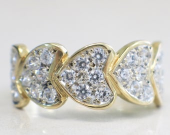 Pierścionek z żółtego złota 14K z diamentowym sercem, obrączka do łączenia