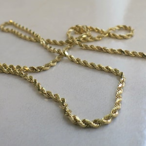 20 Inch 14K Yellow Gold Rope Chain Necklace | Heavy 2.3mm Gold Chain | 9.4g Solid Gold | Unisex Jewelry | Classic Real Gold Necklace
