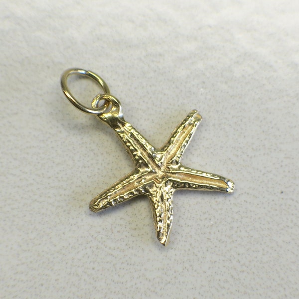 14K Yellow Gold Starfish Beach Charm or Petite Pendant