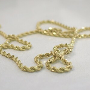 14Kイエローゴールドロープチェーンネックレス | 20インチ | 9.7gソリッドゴールド | 幅2.1mm | 男女兼用クラシックロープネックレス | ユニセックスジュエリー