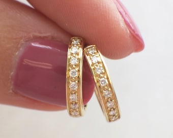 Orecchini a cerchio intrecciati unici - Gioielli pregiati vintage in oro giallo 14 carati - Regalo di lusso per le donne - Italia