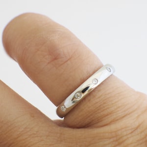 Platinum Flush Set Diamond Eternity Band .30 CTW Stackable Wedding Ring