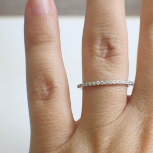 14K White Gold Skinny Diamond Band14K White Gold Diamond Band – Skinny Dainty Stacking Ring Size 6.75