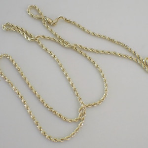 14Kイエローゴールドロープチェーンネックレス、24インチ、2.2mm、11g、クラシックゴールドチェーン - ソリッドロープチェーン | メンズまたはレディースの重ね付けチェーン