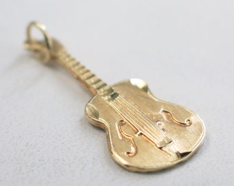 Silver Yellow Plated Accoustic Guitar Charm 32mm