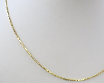 14K Yellow Gold Box Chain Necklace 22 Inch Layering Pendant Chain