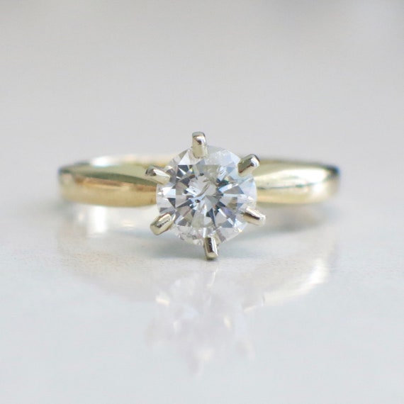 Solitaire .92 Diamond Engagement 14K Yellow Gold … - image 1