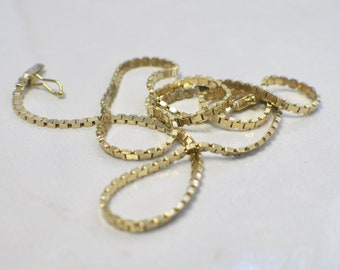 14K Yellow Gold Flat Box Chain – 20” Long, Wide, 13g