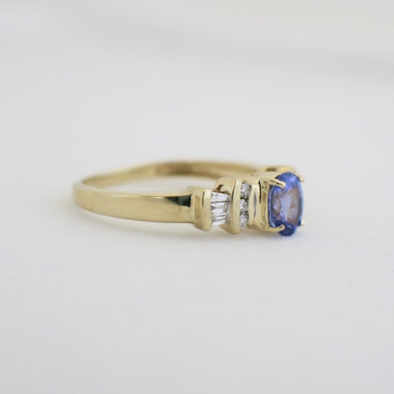 Violet Oval Tanzanite and Diamond Accented 14K Ye… - image 3