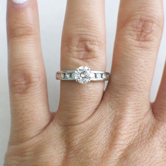 Vintage Platinum Diamond And Diamond Accented Eng… - image 6