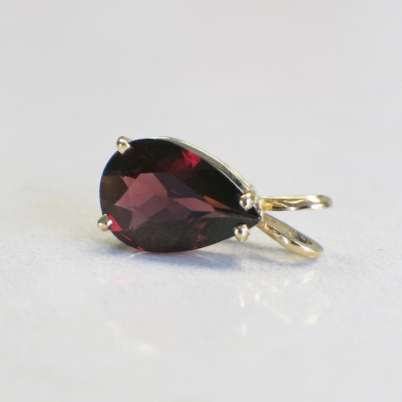 14K Yellow Gold Pear Garnet Split Bail Pendant - image 1