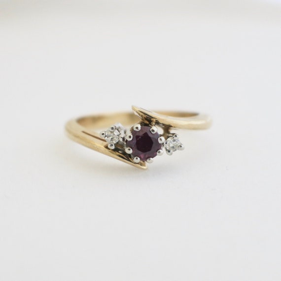 Ruby and Diamond Two Tone 14K Yellow Gold Ring - image 1