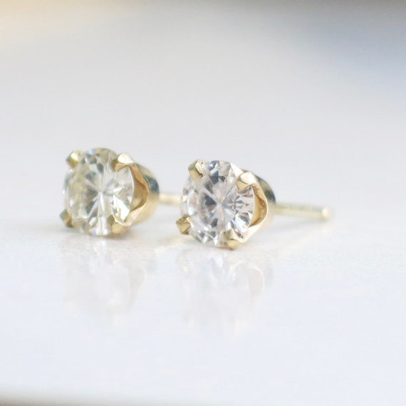 Diamond Stud Earrings .80 CTW 14K Yellow Gold - image 2