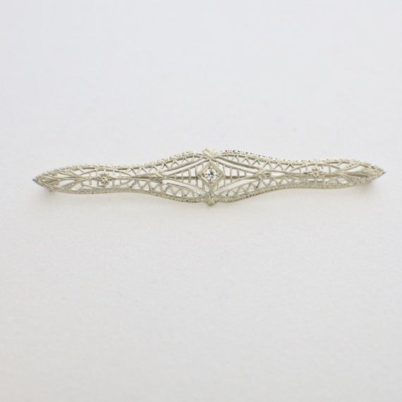 10K Vintage Art Deco Diamond and Filigree with Mi… - image 1