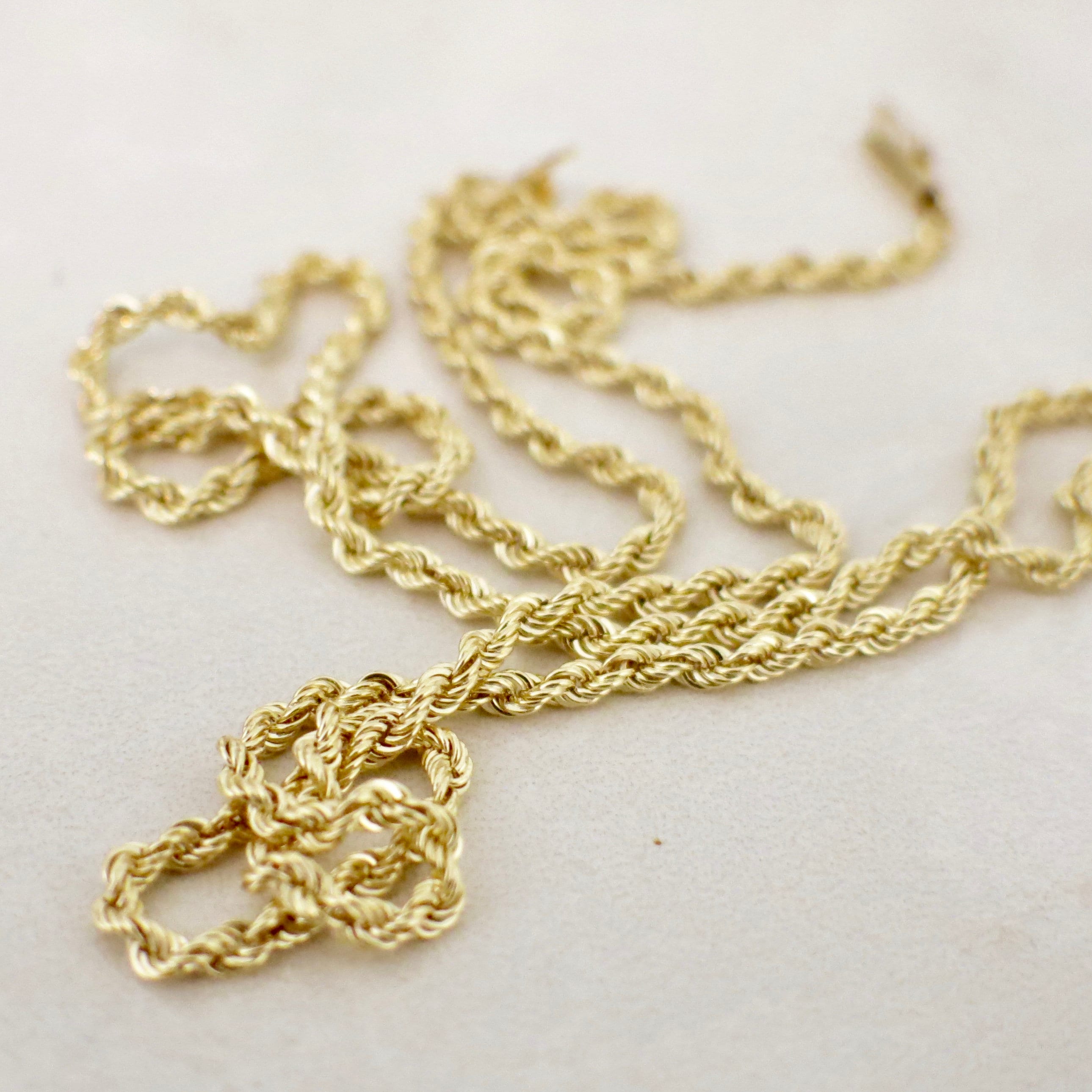 14K oro amarillo larga cadena pesada cadena de 24 pulgadas Etsy