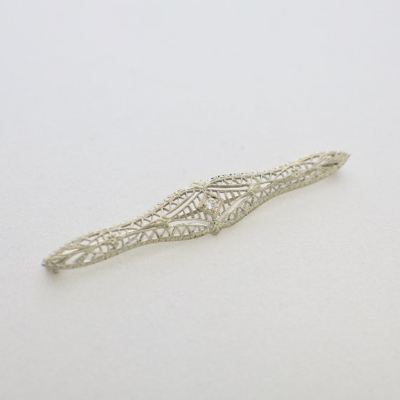 10K Vintage Art Deco Diamond and Filigree with Mi… - image 2