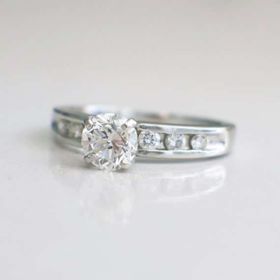 Vintage Platinum Diamond And Diamond Accented Eng… - image 3