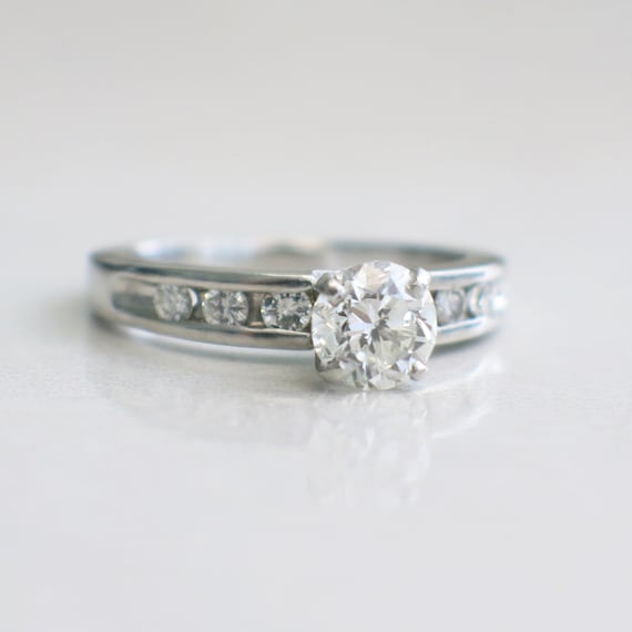 Vintage Platinum Diamond And Diamond Accented Eng… - image 2