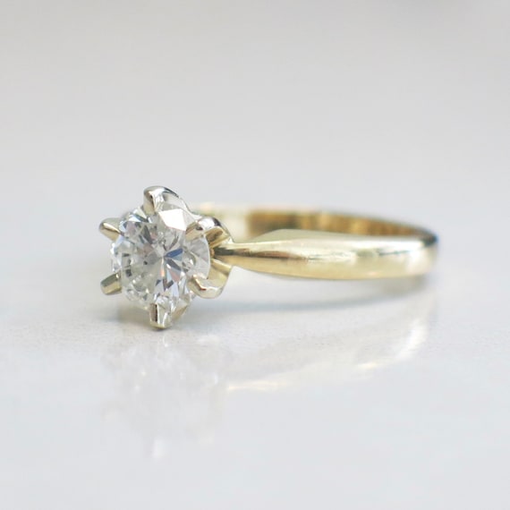 Solitaire .92 Diamond Engagement 14K Yellow Gold … - image 3