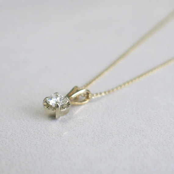 Solitaire Vintage Split Bail Diamond Pendant and … - image 4