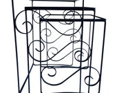 Midcentury Wrought Iron Glass Top Nesting Tables Newly Painted in Nautical Blue, FREE Domestic Shipping