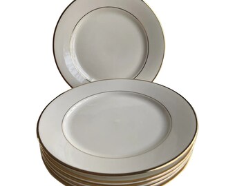 Johann Haviland  Gold & Ivory  Rim Dessert Plates 7.25"D - Set of 6, FREE DOMESTIC SHIPPING!!!