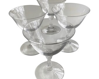 Vintage Clear Glass Cocktail / Champagne Glasses- Set of 4, FREE DOMESTIC SHIPPING!!!